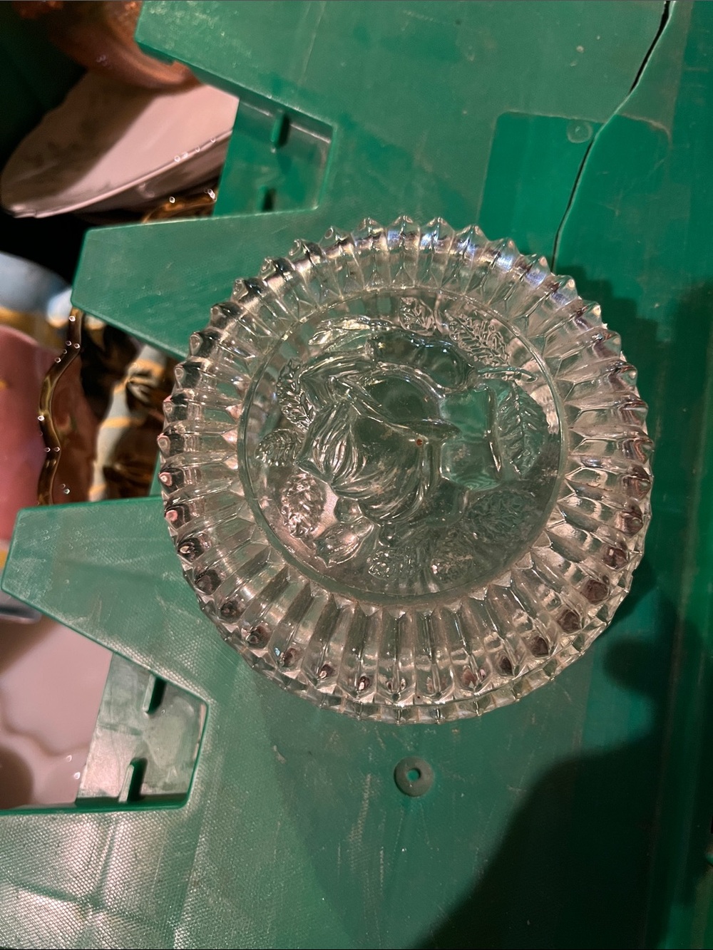 Vintage Pressed Glass Decorative Dish - Clear